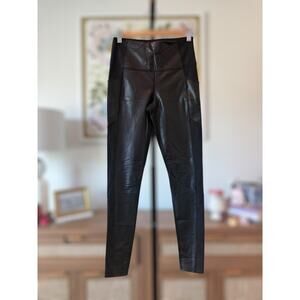 Athleta Gleam Chaturanga Faux Leather Pocket Tights/Leggings Size XS